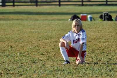 Worried soccer player